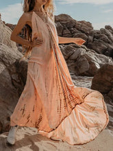 Sexy Backless Halter Necktie Printed Boho Dress